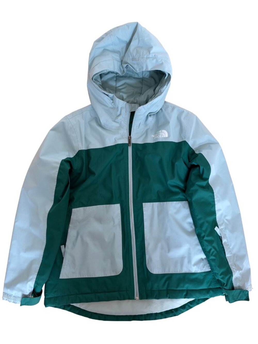 North Face Girls Green and Aqua Ski Jacket, XL 14